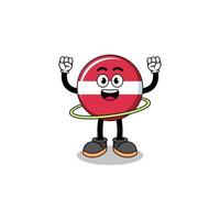 Character Illustration of latvia flag playing hula hoop vector