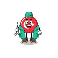 Illustration of turkey flag mascot as a surgeon vector