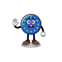 europe flag cartoon illustration doing stop hand vector