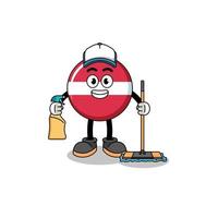 Character mascot of latvia flag as a cleaning services vector