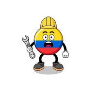 ilustración de personaje de la bandera de colombia con error 404 vector