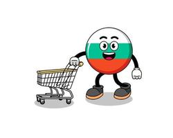 caricatura, de, bulgaria, bandera, tenencia, un, carrito de compras vector