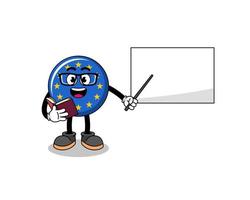 caricatura de la mascota del maestro de la bandera de europa vector