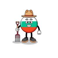 Cartoon mascot of bulgaria flag farmer vector
