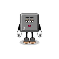 keyboard B key cartoon with fatigue gesture vector