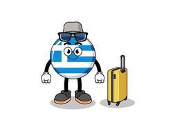 mascota de la bandera de grecia haciendo vacaciones vector