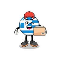 caricatura de la mascota de la bandera de grecia como mensajero vector