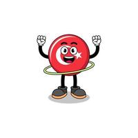 Character Illustration of turkey flag playing hula hoop vector