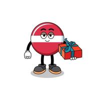 latvia flag mascot illustration giving a gift vector