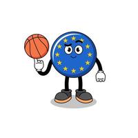 ilustración de la bandera de europa como jugador de baloncesto vector