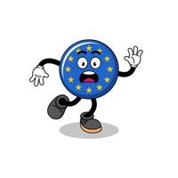 slipping europe flag mascot illustration vector