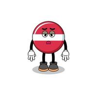 latvia flag cartoon with fatigue gesture vector