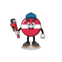 latvia flag illustration cartoon as a plumber vector