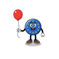 Cartoon of europe flag holding a balloon vector
