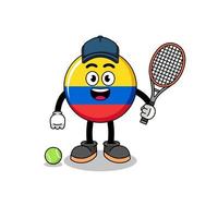 colombia flag illustration as a tennis player vector