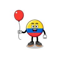 Cartoon of colombia flag holding a balloon vector