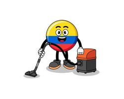 Character mascot of colombia flag holding vacuum cleaner vector