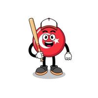 turkey flag mascot cartoon as a baseball player vector
