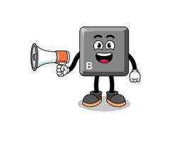 keyboard B key cartoon illustration holding megaphone vector