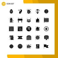 Set of 25 Vector Solid Glyphs on Grid for business wellness hot well exercise Editable Vector Design Elements