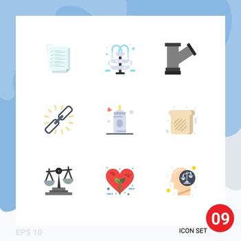 conjunto de 9 iconos de interfaz de usuario modernos signos de símbolos para la web de bebé hipervínculo regordete conectar elementos de diseño vectorial editables vector