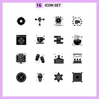 16 Creative Icons Modern Signs and Symbols of office application clock fist punch Editable Vector Design Elements