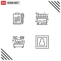 Universal Icon Symbols Group of 4 Modern Filledline Flat Colors of document shop file sheet bed Editable Vector Design Elements