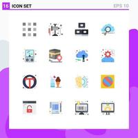 Mobile Interface Flat Color Set of 16 Pictograms of meter computing food technology search Editable Pack of Creative Vector Design Elements