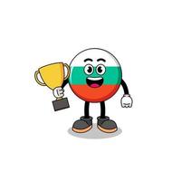 Cartoon mascot of bulgaria flag holding a trophy vector