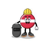 Mascot of latvia flag as a welder vector