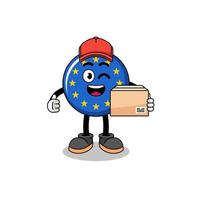 europe flag mascot cartoon as an courier vector