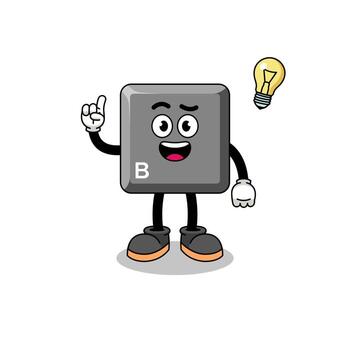 keyboard B key cartoon with get an idea pose vector
