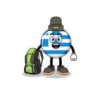 Illustration of greece flag mascot as a hiker vector