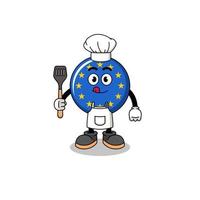 Mascot Illustration of europe flag chef vector