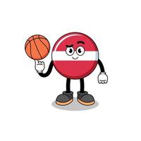 latvia flag illustration as a basketball player vector