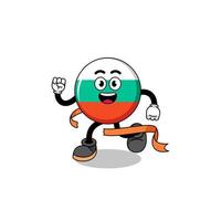 Mascot cartoon of bulgaria flag running on finish line vector