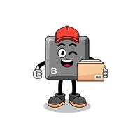 keyboard B key mascot cartoon as an courier vector