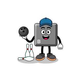 Mascot of keyboard B key as a bowling player vector