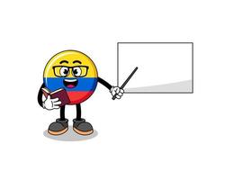 caricatura de la mascota del maestro de la bandera de colombia vector