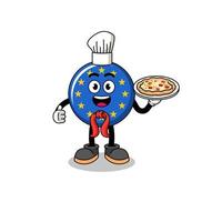 Illustration of europe flag as an italian chef vector