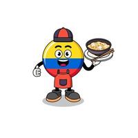 ilustración de la bandera de colombia como chef asiático vector