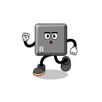 running keyboard B key mascot illustration vector