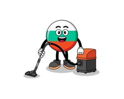 Character mascot of bulgaria flag holding vacuum cleaner vector