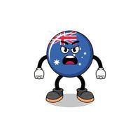 australia flag cartoon illustration with angry expression vector