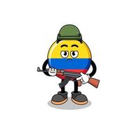 caricatura, de, colombia, bandera, soldado vector