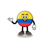 colombia flag cartoon with welcome pose vector