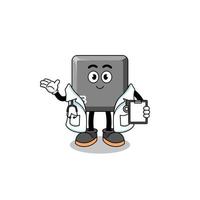 Cartoon mascot of keyboard B key doctor vector