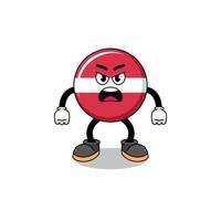 latvia flag cartoon illustration with angry expression vector