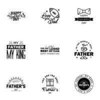 HAPPY FATHERS DAY 9 Black HOLIDAY HAND LETTERING VECTOR HAND LETTERING GREETING TYPOGRAPHY Editable Vector Design Elements