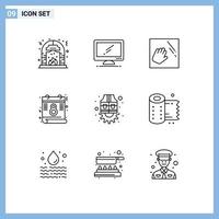 conjunto de 9 paquetes de esquemas comerciales para el calendario imac del día de la chaqueta elementos de diseño vectorial editables a mano vector